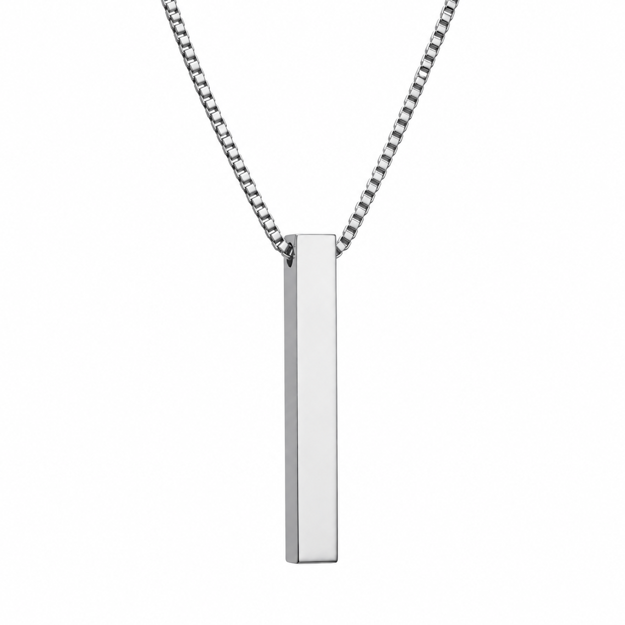 Personalised square bar necklace, engraved on 4 sides