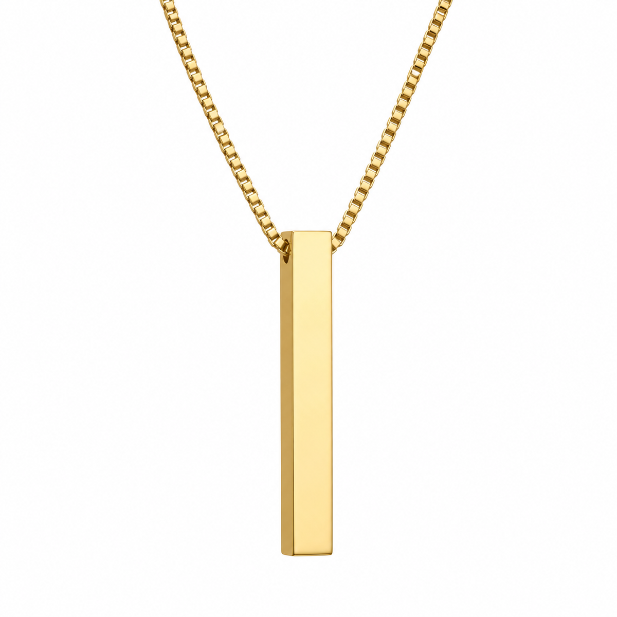 Personalised square bar necklace, engraved on 4 sides