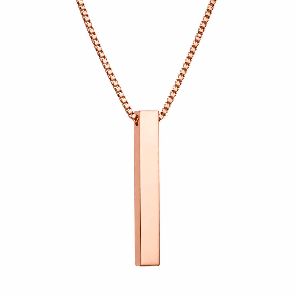 Personalised square bar necklace, engraved on 4 sides