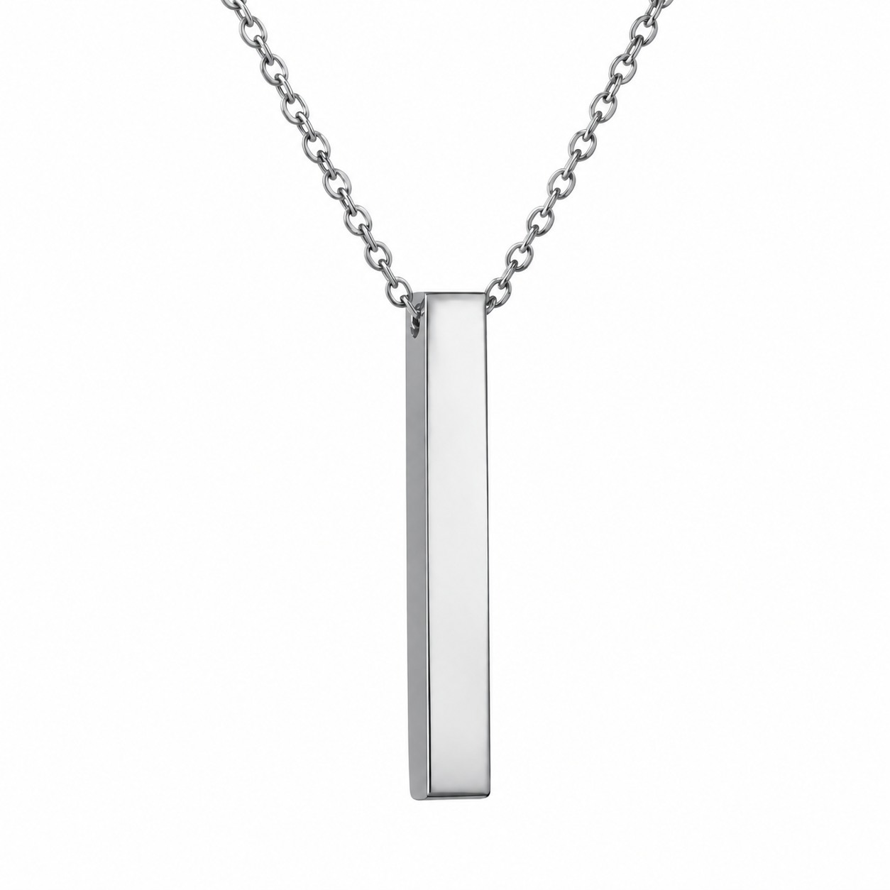 Personalised square bar necklace, engraved on 4 sides