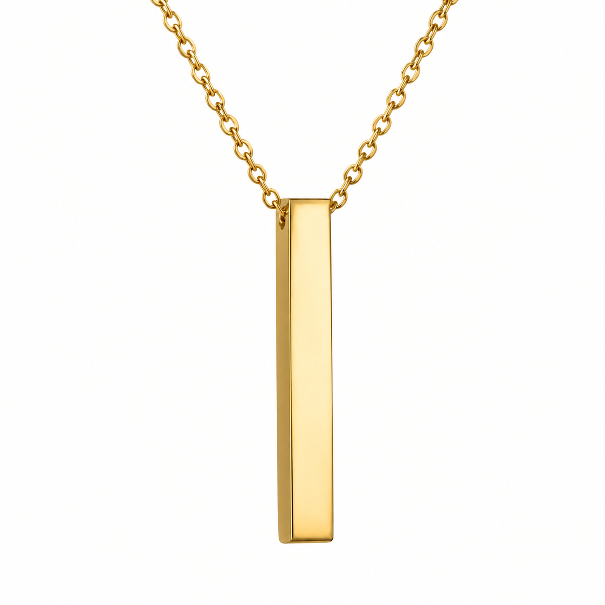 Personalised square bar necklace, engraved on 4 sides