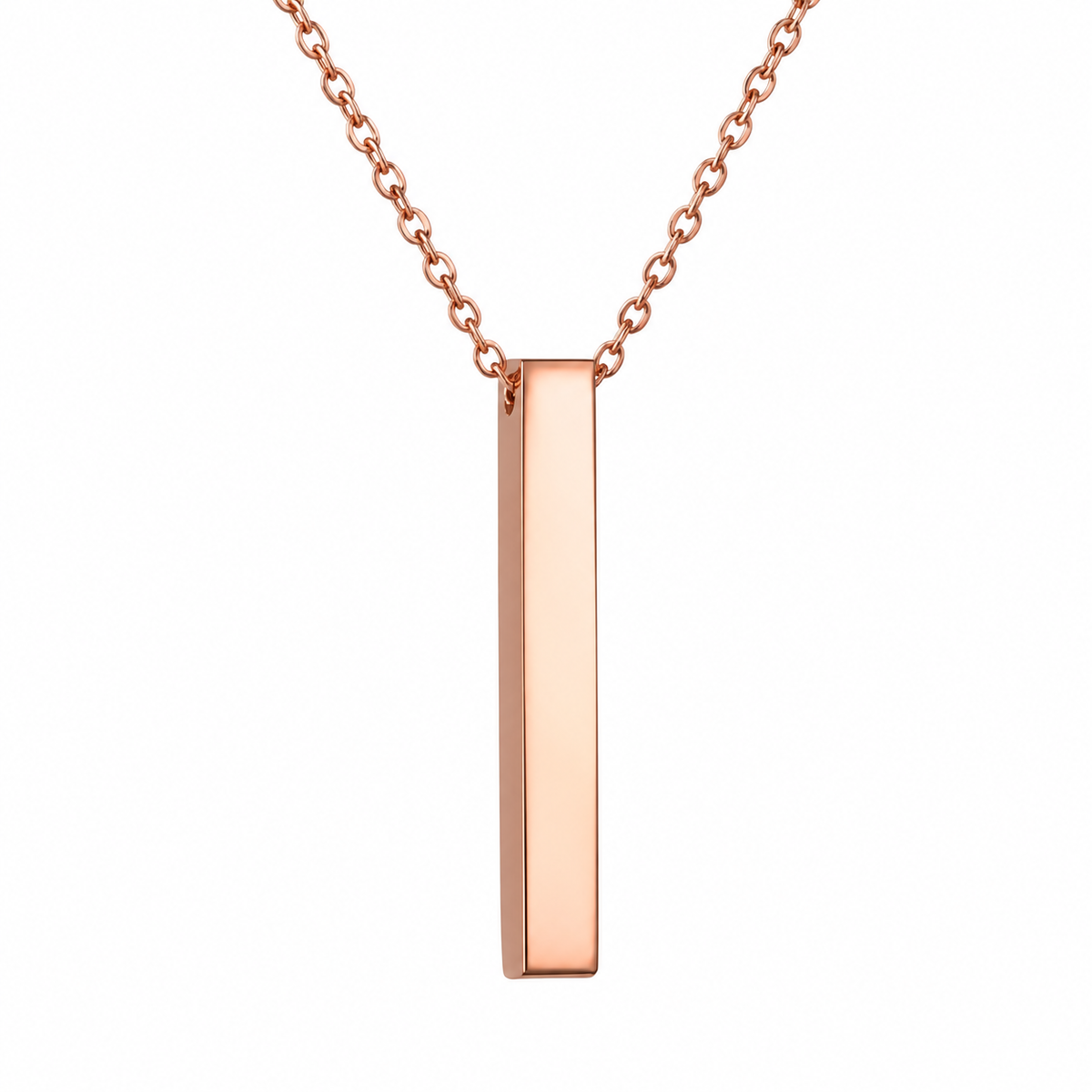 Personalised square bar necklace, engraved on 4 sides
